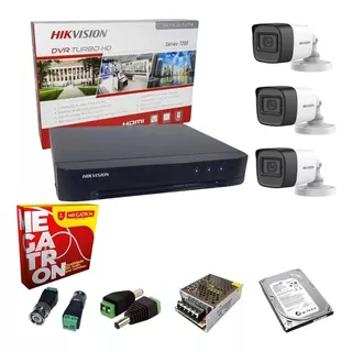 Kit 3 Câmeras Hikvision Com Audio Completo Hd Full 2 Mega