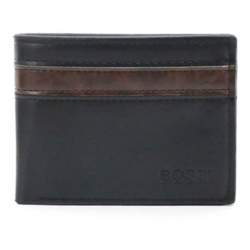 Billetera Hombre Cuero Pu 100% Calidad Premium Caja Color Negro Con Marrón Oscuro | Modelo 15777