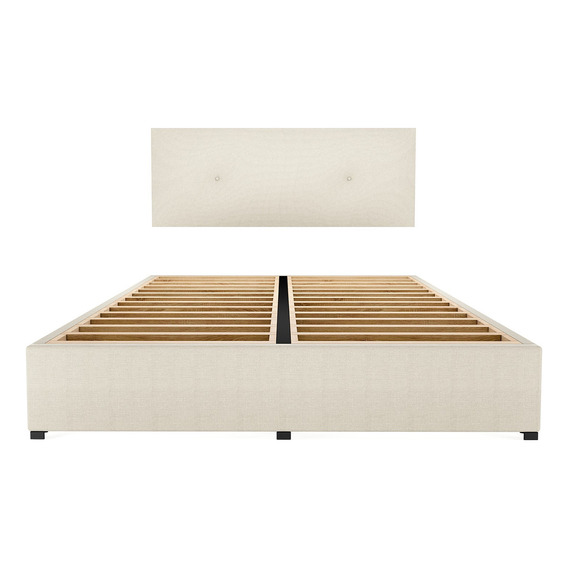 Recamara Cama Cabecera Urban Queen Size Madera Tapiz Beige