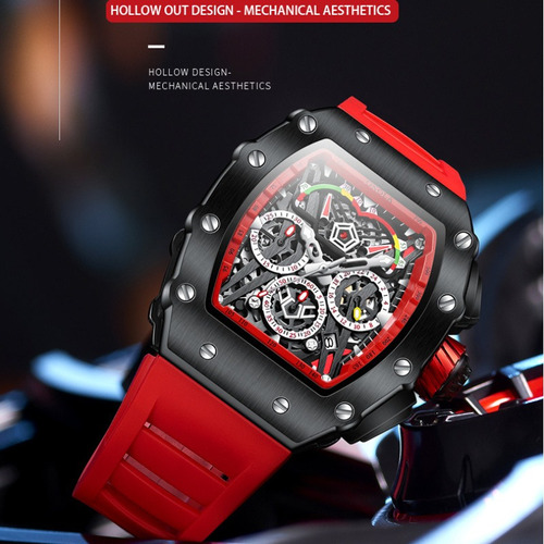 Reloj Mecánico Completamente Automático Onola Fashion Color Del Bisel Black/red