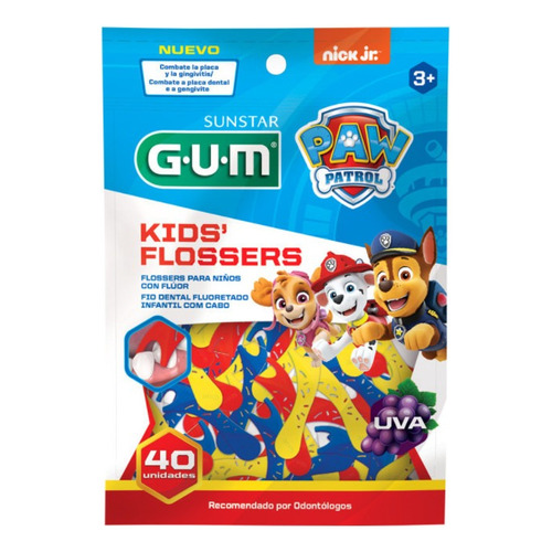 Flosser dental GUM con aplicador Kids Flossers sabor uva 40 u