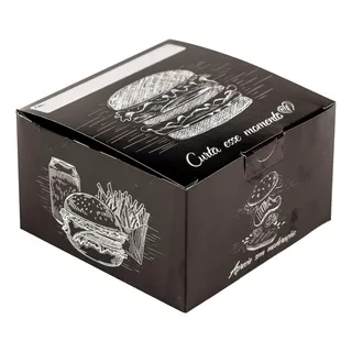 Caixa Box Embalagem Para Hambúrguer Artesanal Preto 100un