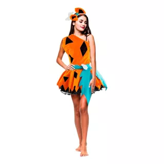 Fantasia Pedrita Flintstone Vestido Feminino Adulto C/tiara