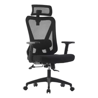 Silla Oficina Top Living Ergonómica Reclinable Con Cabecera Color Negro