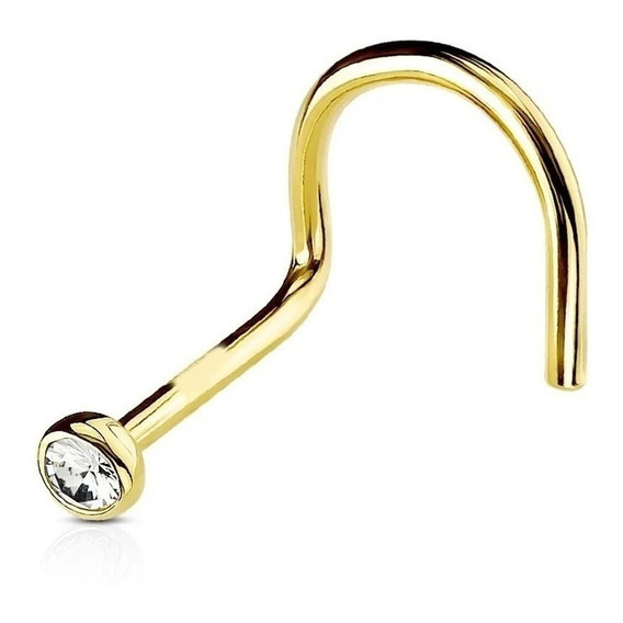 Piercing Aro Nariz Con Piedra Oro 18k Mujer Hombre