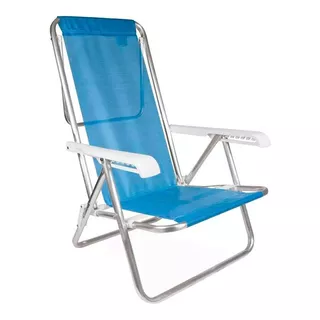 Cadeira De Praia Ou Piscina Azul Claro Em Alumínio Mor