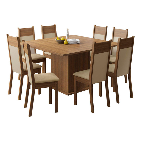 Conjunto Comedor Madesa Panamá Mesa Tapa Madera Con 8 Sillas