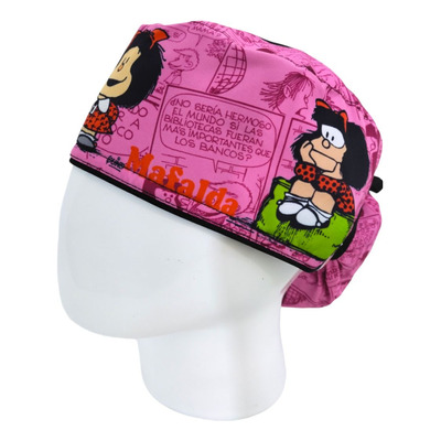 Gorro Quirúrgico Mujer + Lanyard Mafalda Rosado