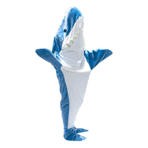 Manta De Tiburón Para Adultos, Manta De Tiburón Con Capucha, Color Azul Ubicación Del Cierre S