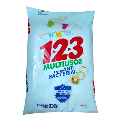 Detergente En Polvo Multiusos 123 10kg Efecto Antibacterial