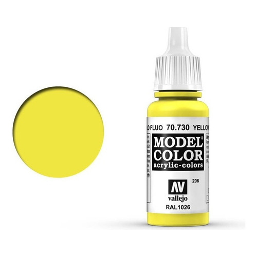 Vallejo Model Color 17ml Pintura Acrílica Color 206 Amarillo Fluorescente 70.730