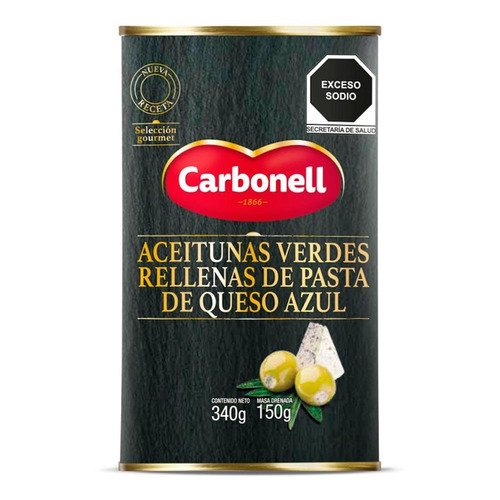 Aceitunas Carbonell Verdes Rellenas De Queso Azul 350g