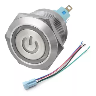 Boton Pulsador De Metal Con Retencion Y Zocalo 16mm Led 12v