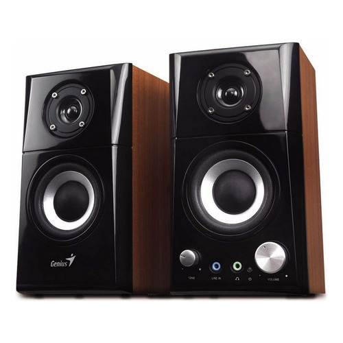 Parlantes Genius Sp Hf500a 2.0 14w Madera 2 Vias 220v Color Negro/Madera