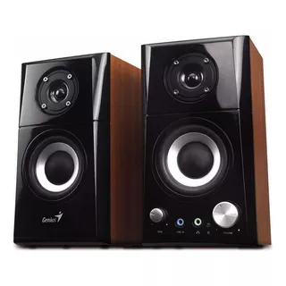 Parlantes Genius Sp Hf500a 2.0 14w Madera 2 Vias 220v Color Negro/madera