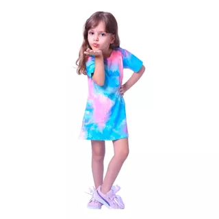 Vestido Tie Dye Infantil Menina Camisetão  Moda Verão