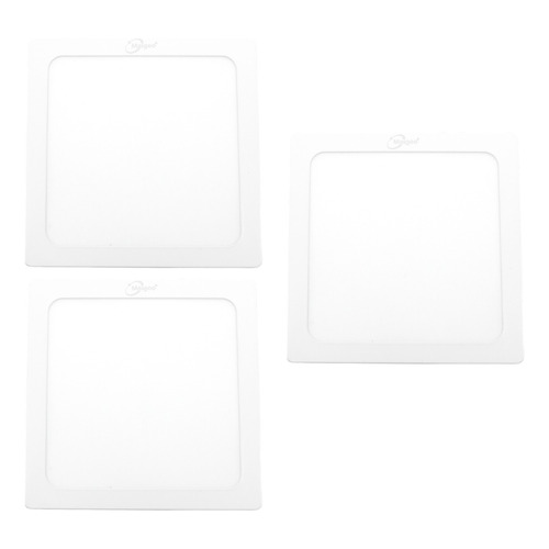 Kit De 3 Piezas Panel Led Cuadrado Plafon 12w Sobreponer /e Color Blanco