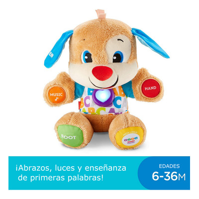 Peluche Fisher Price Ríe Y Aprende Perrito Aprende Conmigo En Ingles Con Luces Y Sonidos Juguete Educativo Interactivo Perro De Peluche Con Música Y Luces Enseña Números, Colores Y Partes Del Cuerpo