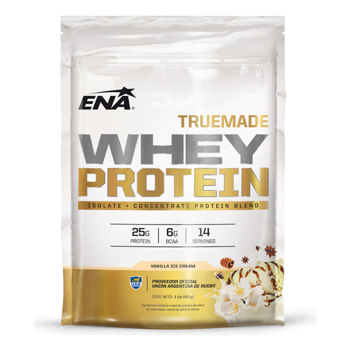 Suplemento en polvo ENA Sport  True Made proteínas sabor vanilla ice cream en sachet de 453g