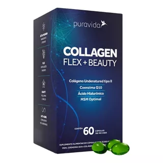 Suplemento Em Cápsulas Pura Vida Premium Collagen Flex Beauty Colágeno Em Pote De 60ml 60 Un