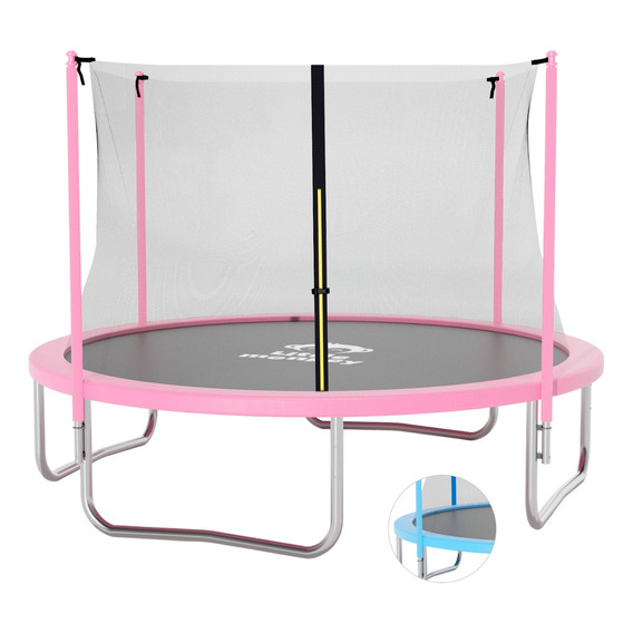 Trampolin Brincolin Tombling 10 Pies 3mts Red Seguridad Lona De Salto Negro Cobertor De Resortes Rosa