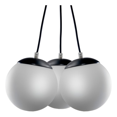 Colgante 3 Luces Globo Opal 15cm Deco Apto Led E-27 - - Negro/opal