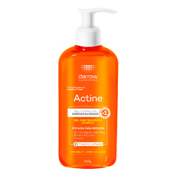 Gel Limpiador Dermatológico Darrow Actine Envase De 240g Momento de aplicación Día Noche Tipo de piel Grasa