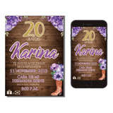 Invitación Digital Personalizada Vaquera Flores Lavanda