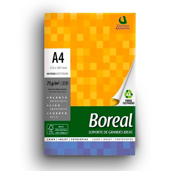 Resmas Boreal A4 75 Grs Caja X 10 Unidades