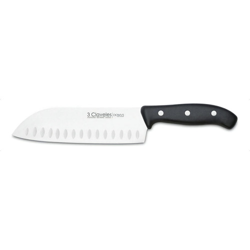 Cuchillo 3 Claveles Santoku 18 Cm Domus Acero Inoxidable Color Negro