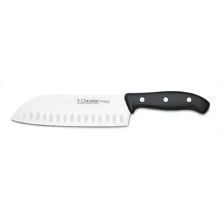 Cuchillo 3 Claveles Santoku 18 Cm Domus Acero Inoxidable Color Negro