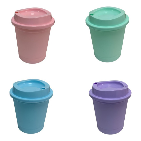 10 Vaso Mini Reutilizable 300ml Colores Pasteles