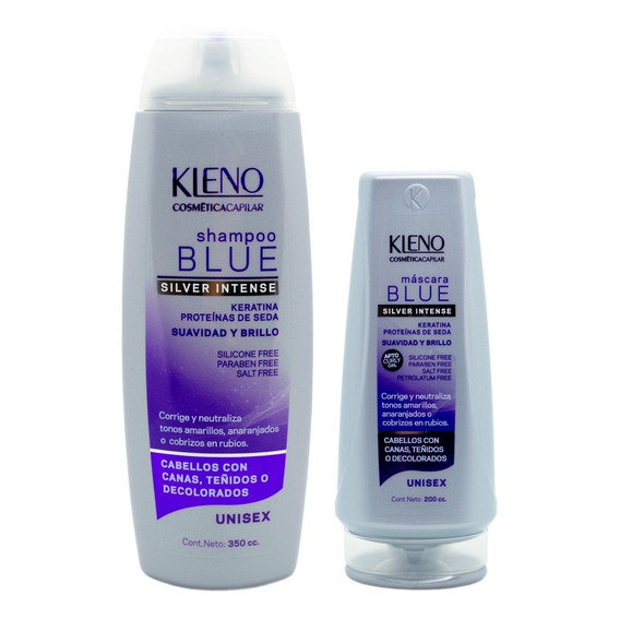 Kleno Kit Blue Matizador Silver Shampoo + Mascara Teñidos
