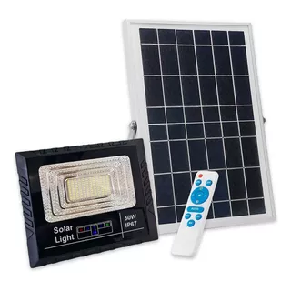 Foco Reflector Led 50w Con Panel Solar Luz Exterior Jardin