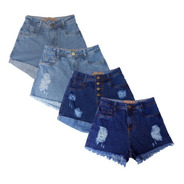 Short Brim Jeans Cintura Alta Hot Pants Coloridos Kit C/4