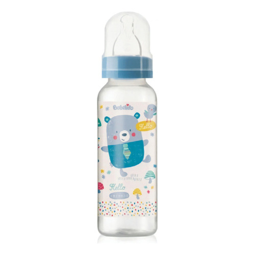 Mamadera Babelito Basic Boca Estándar T2 Con Dibujo 250ml Color Celeste