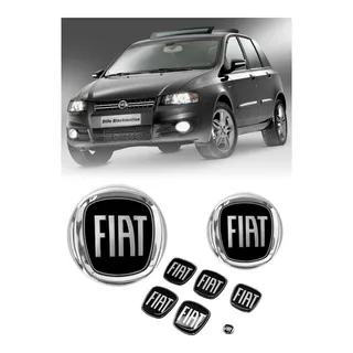 Kit 8 Emblemas Fiat Preto Stilo Blackmotion 2010/2011