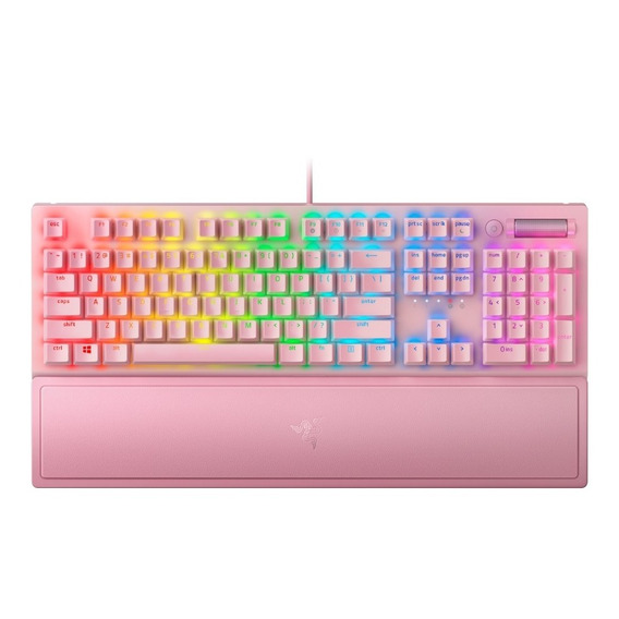 Teclado Razer Blackwidow V3 Mechanical Greenswitch Us Quartz Color del teclado Rosa cuarzo Idioma Inglés US