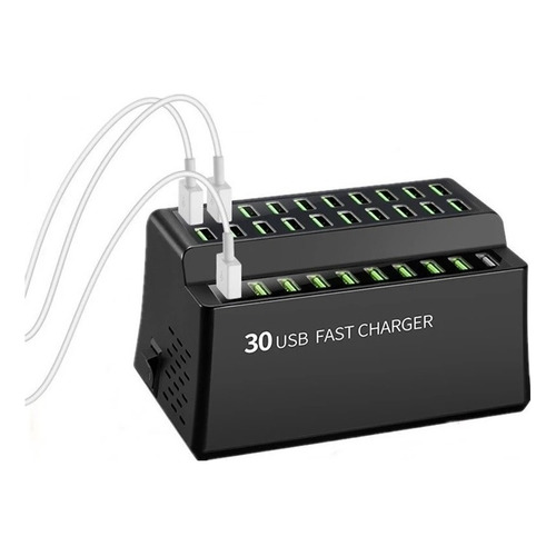 Estación De Carga- Cargador Múltiple Usb 30 Puertos 180w-36a Negro