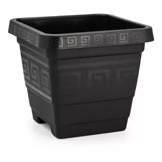 12 Unidades Vaso Quadrado 18 Litros Plástico Preto Jardim