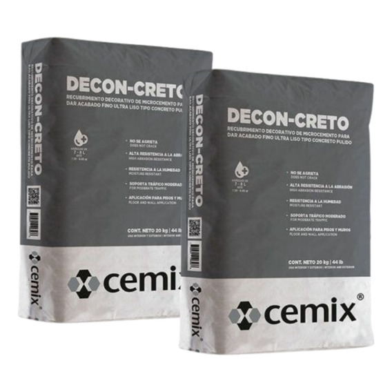 2 Btos Recubrimiento Acabado Decon-creto Cemix Bto/20 Kg