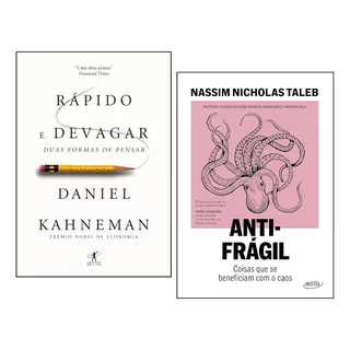 Livros Rápido E Devagar Duas De Pensar + Antifrágil Coisas Que Se Beneficiam Com O Caos, Daniel Kahneman Nassim Nicholas Taleb, Editora Objetiva