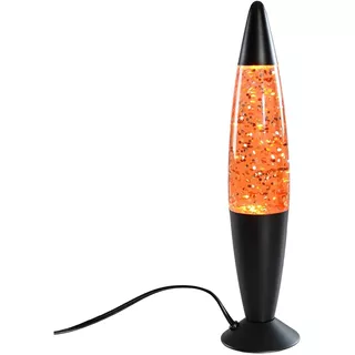 Lampara De Glitter 42 Cm Naranja Base Aluminio Negra