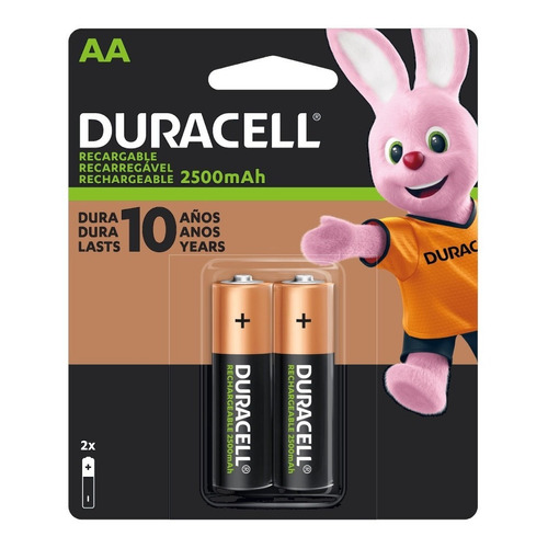 Duracell Pilas AA recargables NiMH, baterías de carga 900mAh 1.2V, 2 pilas