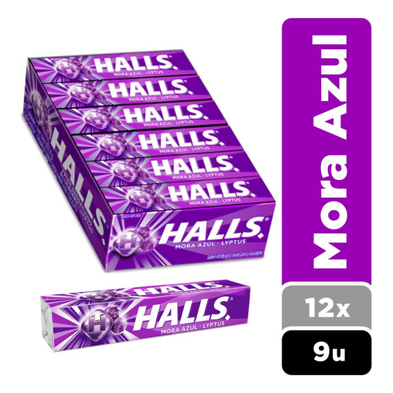 Halls Caramelos Duros Sabor Arandano Pack 12 X 9 Un