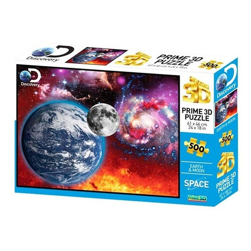 Puzzle Prime 3d Tierra Y Luna 500 Pcs - Discovery- Vaj