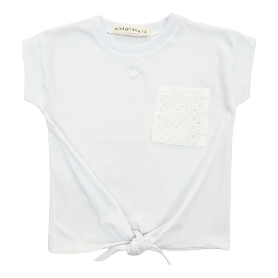 Remera Manga Corta Mini Anima Algodon Lisa Nudo Blanco Kids