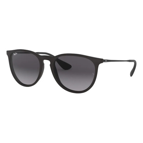 Anteojos de sol Ray-Ban Erika Classic Standard con marco de nailon color matte black, lente grey de policarbonato degradada, varilla matte black de metal - RB4171