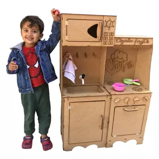 Cozinha Infantil Completa Modulada Brinquedo Desmontado Mdf