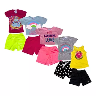 Kit 5 Conjunto De 10 Peças De Roupa Infantis Menina Verão